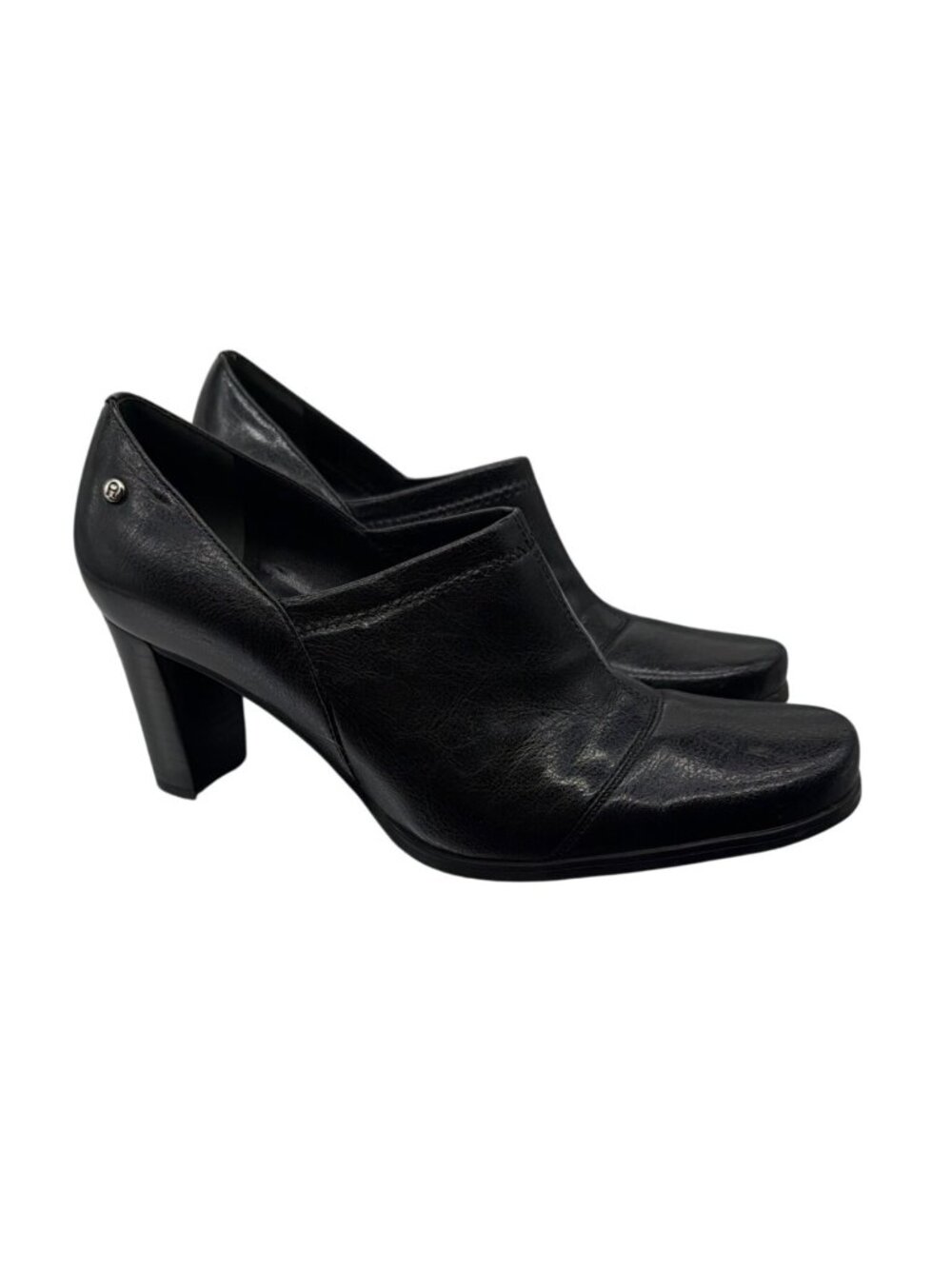 Etienne Aigner Black Leather High Heel Slip-On Shoes For Women size 6.5